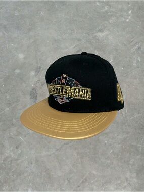 WWE Wrestlemania 41 Snapback Hat Black Gold Las Vegas NWT New
